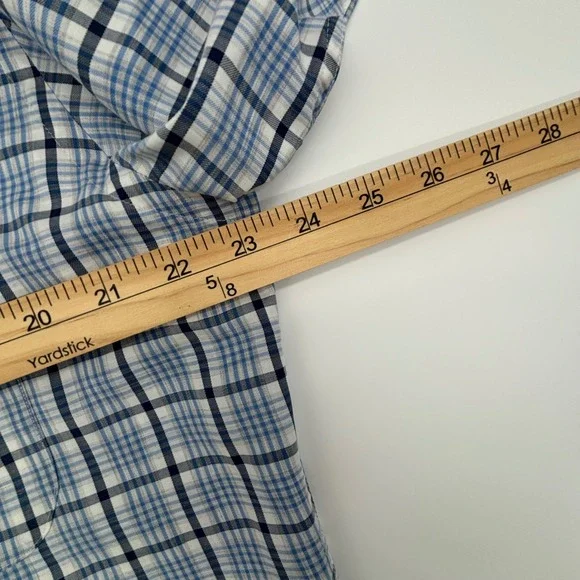 Peter Millar Men's Medium Blue Plaid Check Button Down Long Sleeve Shirt Crown - Picture 7 of 10